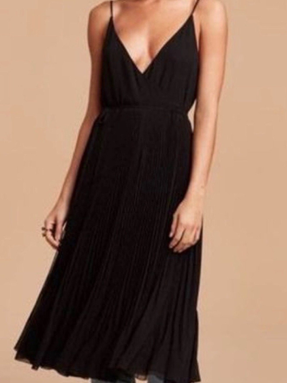 NWT $185~Aritzia WILFRED~Black Pleated BEAUNE Wrap Midi Dress~XS/S~SOLD OUT!